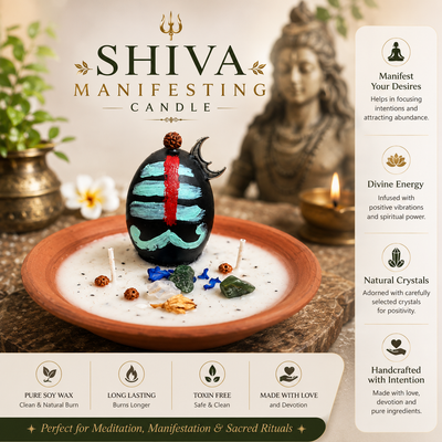 Shiva Manifesting Candle | Handmade Soy Wax Candle with Crystals & Herbs for Meditation, Manifestation & Spiritual Rituals