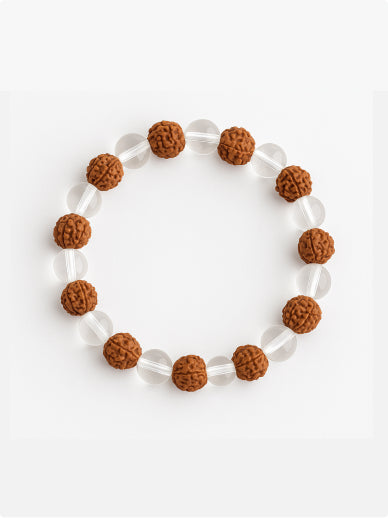 Clear Quartz & Rudraksha Bracelet – Balance, Clarity & Divine Protection