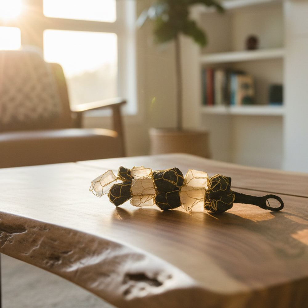 Selenite & Black Tourmaline Door Hanging – Protection & Cleansing Energy