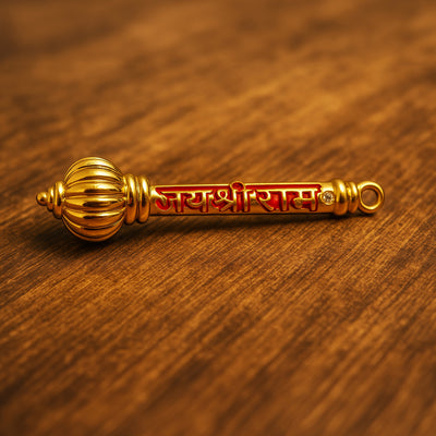 Golden Hanuman Ji Bajrang Bali Gada – Brass Handcrafted Symbol of Power & Protection