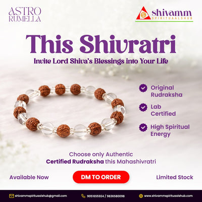 Clear Quartz & Rudraksha Bracelet – Balance, Clarity & Divine Protection