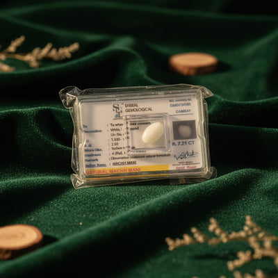 Natural Machhi Mani (White Agate Stone) – Certified Healing Gemstone for Positivity & Spiritual Purity