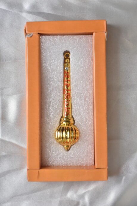 Golden Hanuman Ji Bajrang Bali Gada mace Showpiece, 12 x 7 Cm - Image 3